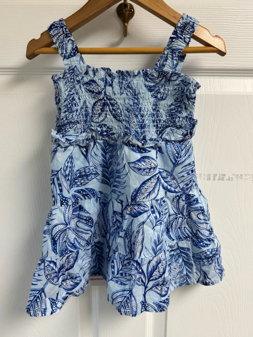 Blue and White Leaf Print Sundress The Children’s Place 100% Cotton Girls 2T - Picture 2 of 13